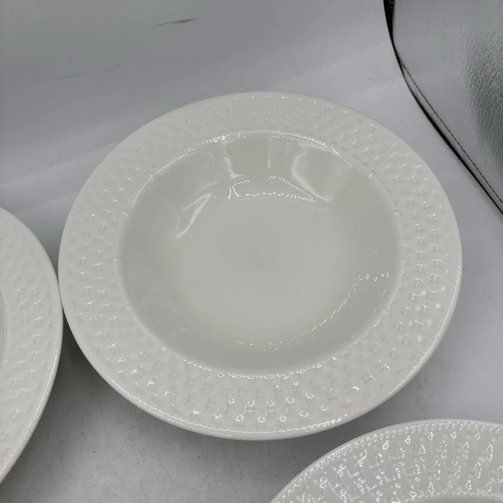 Oneida Bowls Casual Settings Basket Weave Soup Pasta Stoneware 9